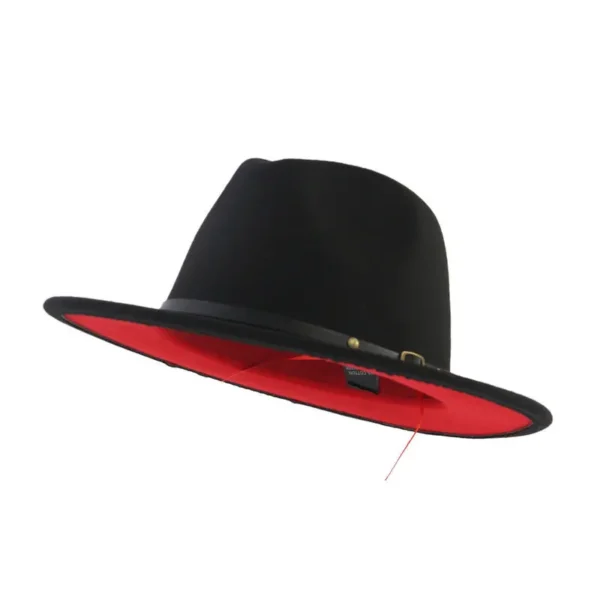 Flat Brim European And American Woolen Top Color Matching Fedora Jazz Hat